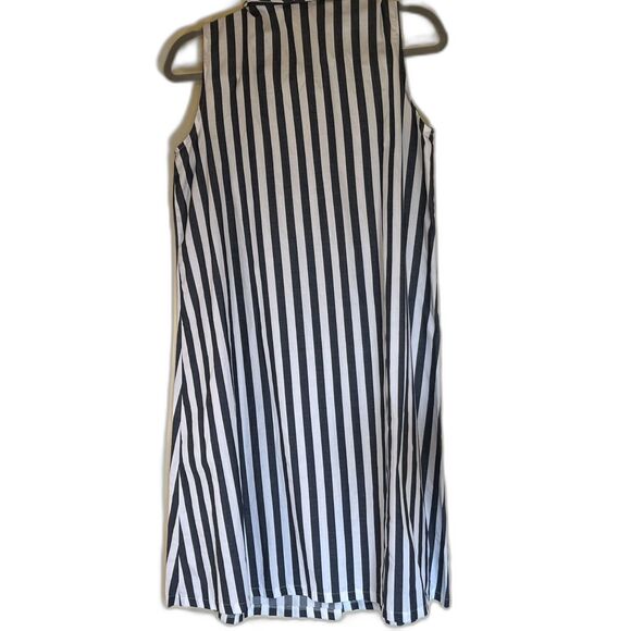 Women's Cotton Liz Claiborne Sleevless Colared Striped Dress -‎ Size 6 - Picture 2 of 4